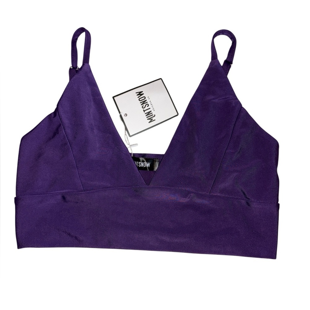 Deep Purple V neck Bralette strappy crop top small nwt